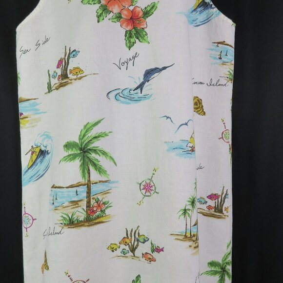 Hot Cotton Hawaiian Dress Beach XL Marc Wear Floral Sheath Cotton Linen Cover Up - Picture 3 of 10